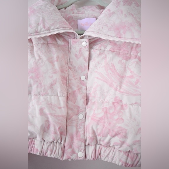 Selkie The Castle Pink Floral Marshmallow Puffer Womens Large Jacket- FreePeople - Picture 12 of 16